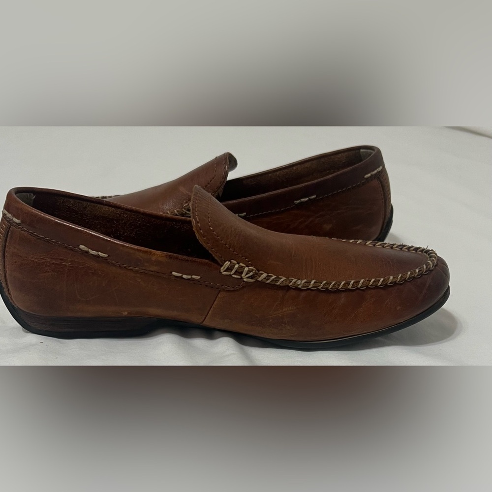 Frye Eddie Club Brown Leather Moc Toe Preppy Comfort Slip on Men’s Loafers - Picture 4 of 11